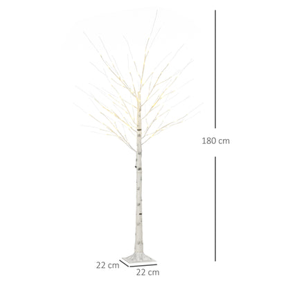 HOMCOM 6ft Artificial White Birch Tree Light with Warm White Pre-Lit LED Light for Indoor and Covered Outdoor Use 