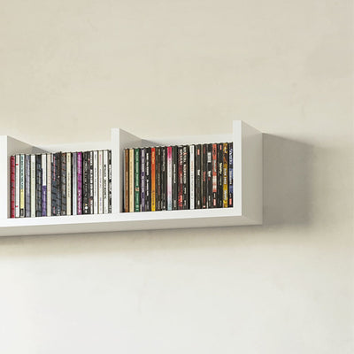 HOMCOM Wall Mount 84 CD / 56 DVD/Blu-ray/ Media Storage Rack 4 Cubes, Wooden Shelf Organiser Unit Bookcase Display, Set of 2, White 