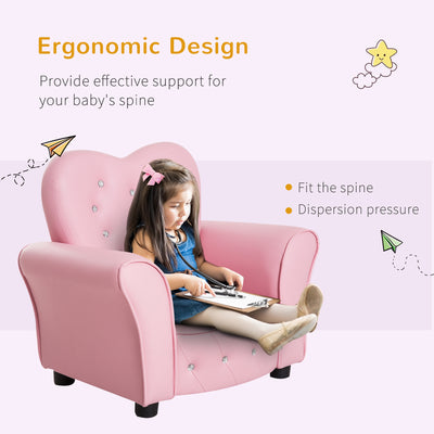 HOMCOM Kids Armchair Toddler Chair Seating Relax Playroom Seater Girl Princess Pink 