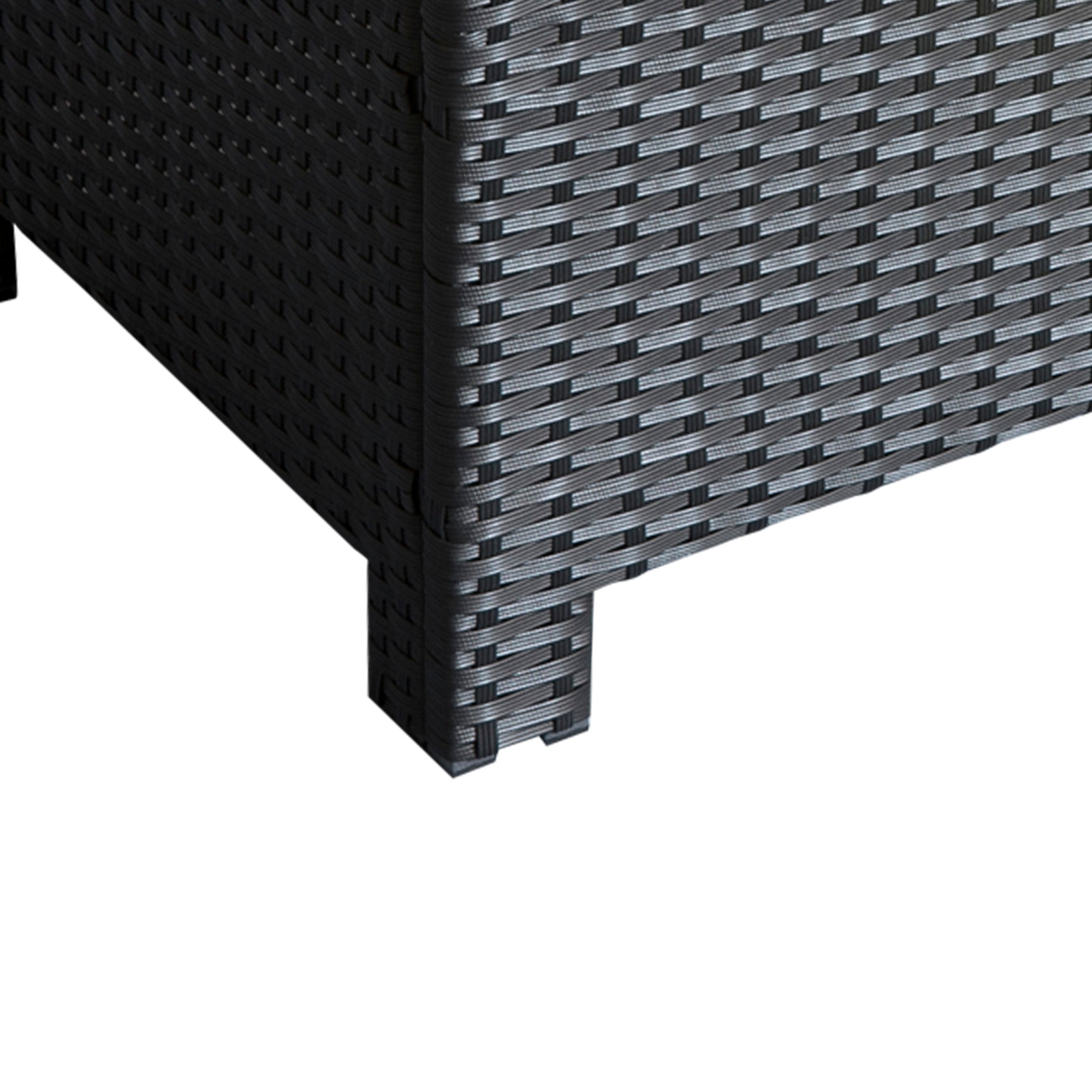 Outsunny PE Rattan Coffee Table, Rectangular Outdoor Coffee Table with Tempered Glass Top, 70 KG Capacity for Garden, Balcony, Terrace, Patio, Black 