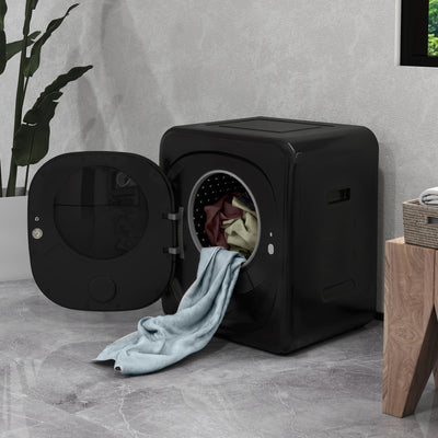 HOMCOM 4kg Vented Tumble Dryer with Deodorize, Smart Mode, 800W Compact Tumble Dryer with Stainless Steel Tub, Front Load, for Flat, Home, RVs, Black 