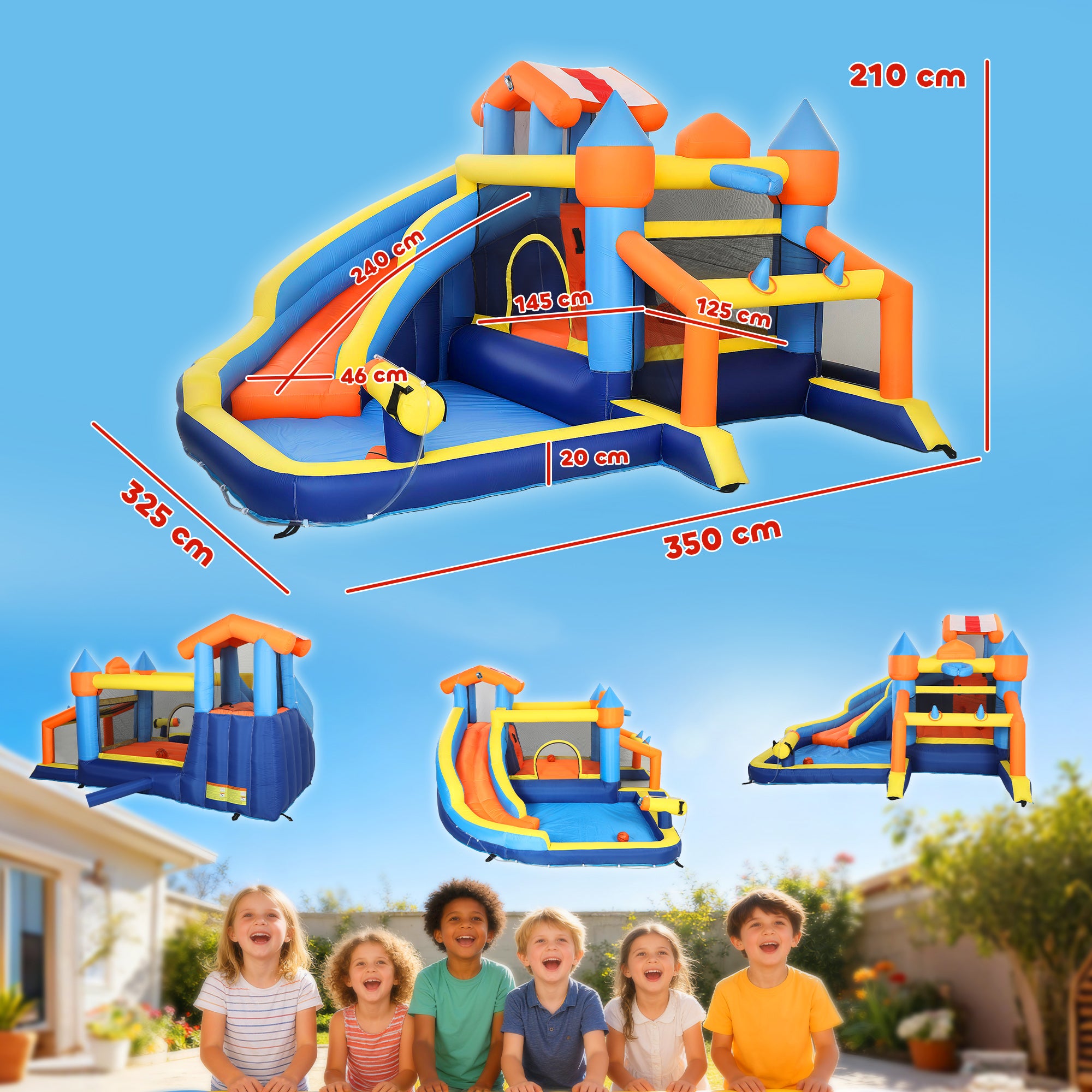 AIYAPLAY Bouncy Castle for Kids, Inflatable Bounce House with Slide, Pool (Ball Pit), Climbing Wall and Blower for Outdoor 