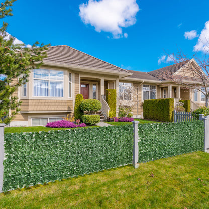 Outsunny 1-Piece Artificial Leaf Hedge Screen Privacy Fence Panel for Garden Outdoor Indoor Decor, Dark Green, 3M x 1M 