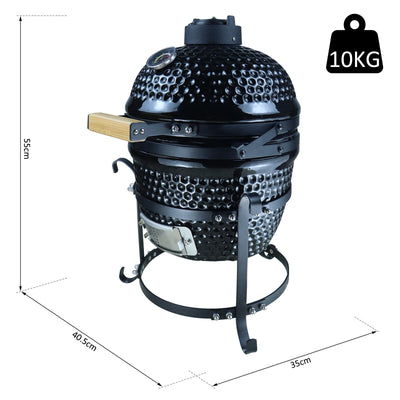 Outsunny Cast Iron Ceramic Charcoal BBQ Oven Black 