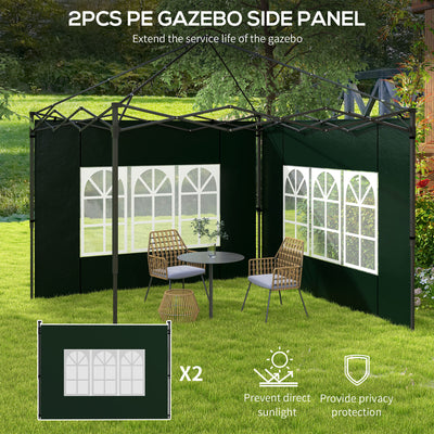 Outsunny Set of Two 3 x 3m Gazebo Frame Replacement Walls - Green 
