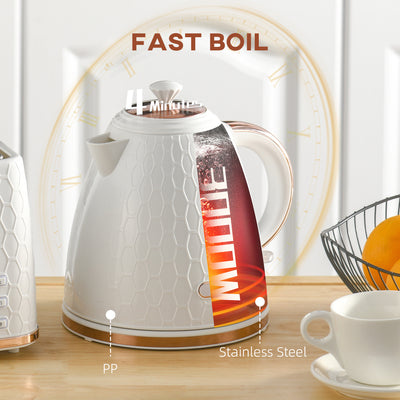 HOMCOM 3kW Rapid Boil Honeycomb Kettle - Cream 