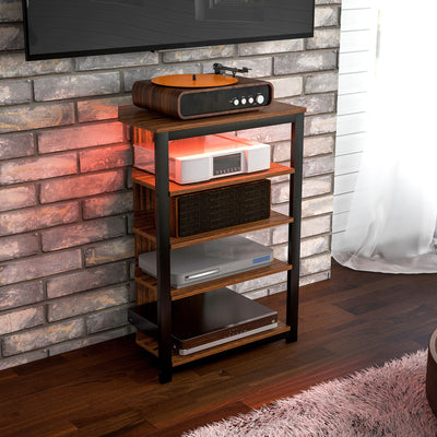 HOMCOM 4-Tier Corner TV Stand with Storage, LED Lights, Cable Management, Small TV Unit Entertainment Centre for TVs up to 29", for Living Room, Bedroom 