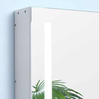 Illuminated Bathroom Mirror Cabinet 650 x 700Hmm LED Bathroom Mirror with Lights Touch Switch, Adjustable Shelf,  USB Charge, White 