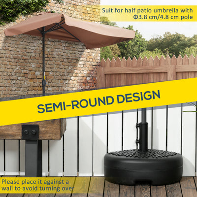 Outsunny Water/Sand Fillable Half Parasol Umbrella Base - Black 