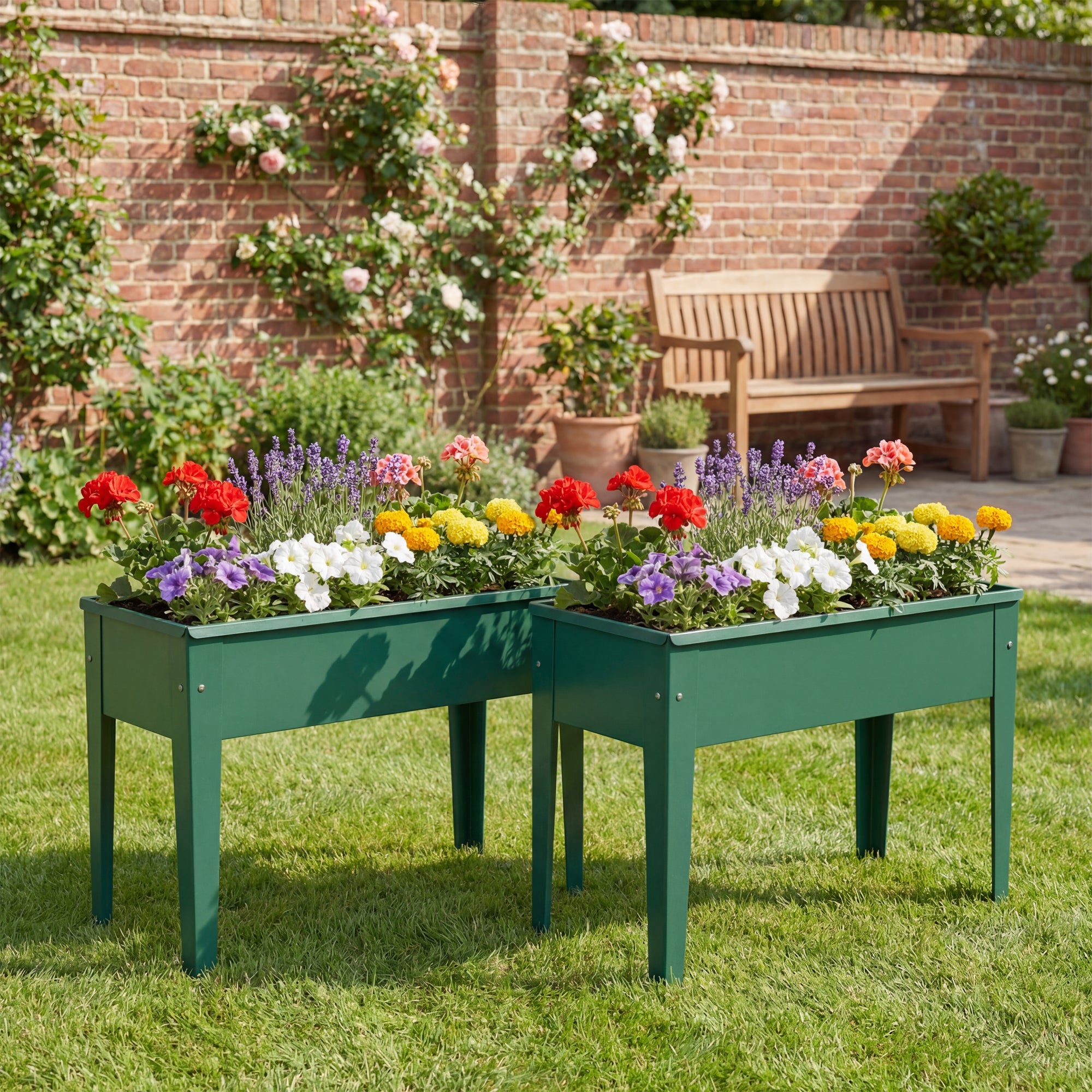 Outsunny Raised Planter, Metal Raised Garden Bed on Legs with Drainage Hole and Foot Covers, Green 