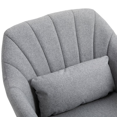 HOMCOM Swivel Linen Fabric Accent Chair for Living Room Contemporary Vanity Armchair with Adjustable Height Thick Cushion Lumbar Support Armrest for Bedroom Office Light Grey 