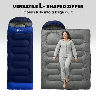 Outsunny Sleeping Bag for Adults, Lightweight & Compact Sleeping Bag, 3 Seasons, Navy Blue 