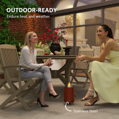 Outsunny Smokeless Fire Pit, 16 x 16 cm Stainless Steel Portable Wood Burning Firepit with Poker, Wood or Pellet Fuelled Tabletop Fire Pit for Garden Camping Bonfire Party, Red 