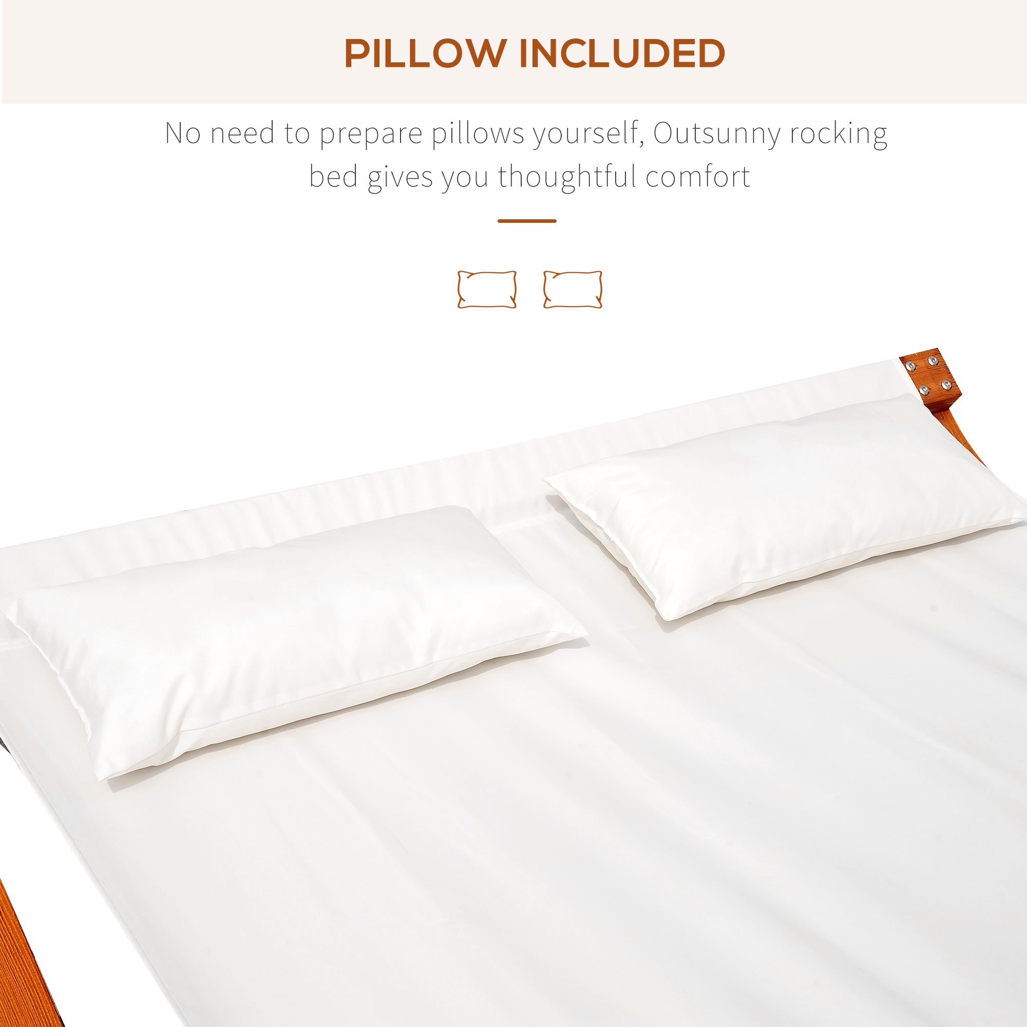 Outsunny Garden Day Rocking Bed Sun Lounger Patio Furniture Hammock With Pillows Wood 