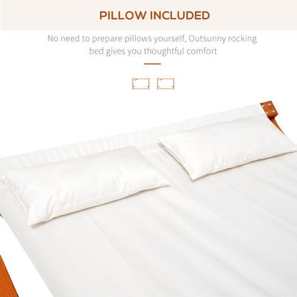 Outsunny Garden Day Rocking Bed Sun Lounger Patio Furniture Hammock With Pillows Wood 