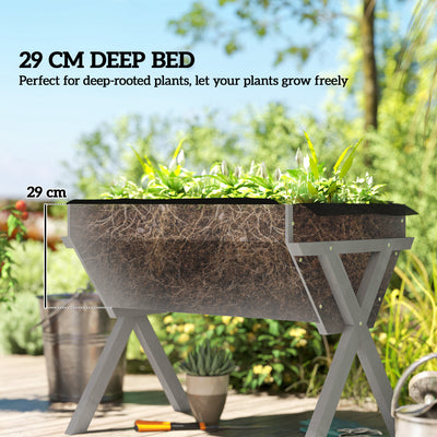 Outsunny Wooden Raised Garden Bed with Bed Liner, Elevated Planter Box with Legs, Light Grey 