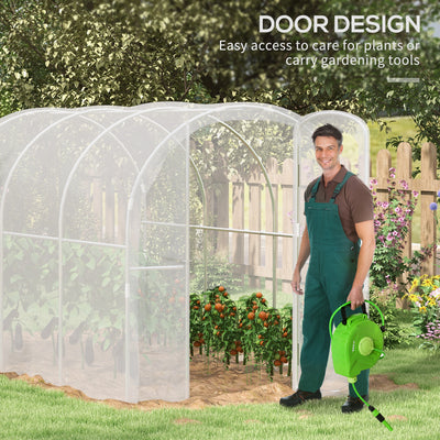 Outsunny Polytunnel Greenhouse Walk-in Grow House with PE Cover, Door and Galvanised Steel Frame, 3 x 2 x 2m, Clear 