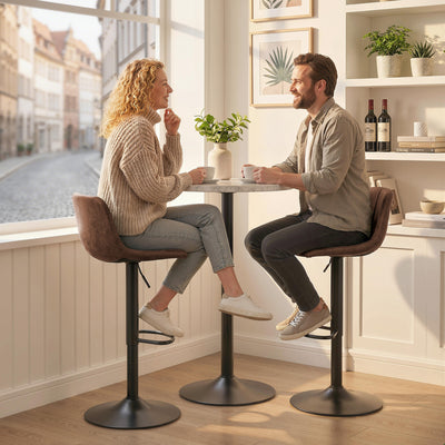 HOMCOM Bar Stools Set of 2, Modern Swivel Barstools with Footrest for Kitchen Island and Dining Room, Brown 
