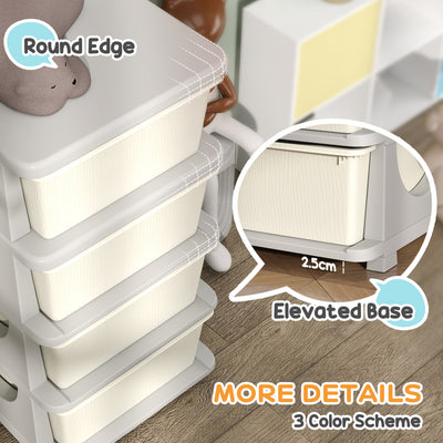 HOMCOM Four-Tier Kids Storage Boxes, with Four Drawers - White 
