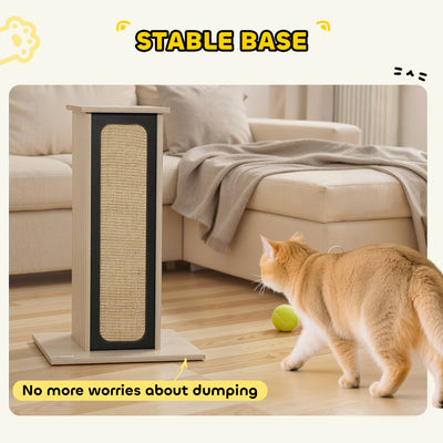 PawHut 63cm Cat Scratching Post, Cat Scratcher with Replaceable Scratching Board, Top Perch, Sisal Scratch Mat, Oak 