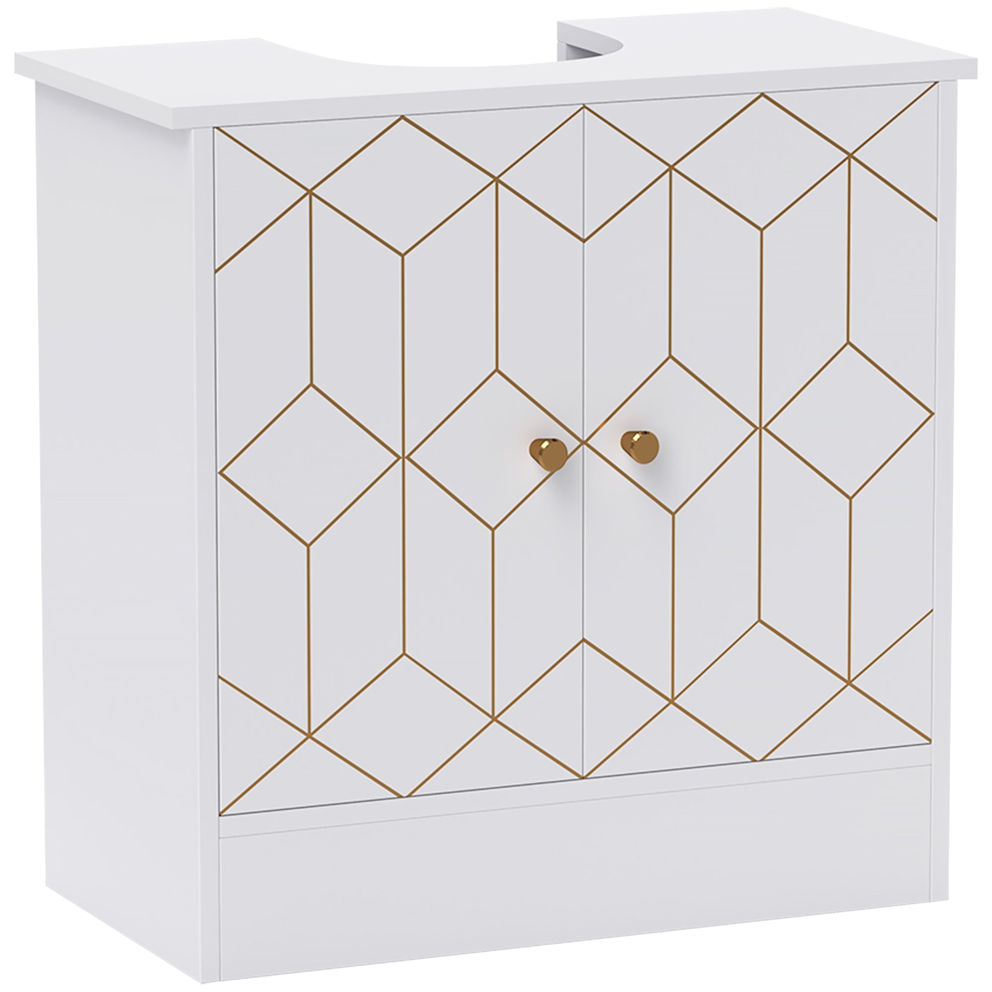 HOMCOM Under Sink Bathroom Cabinet, Under Sink Cabinet with Adjustable Shelf and Open Compartment for Basin with or without Pedestal, 60 x 30 x 60cm, White 