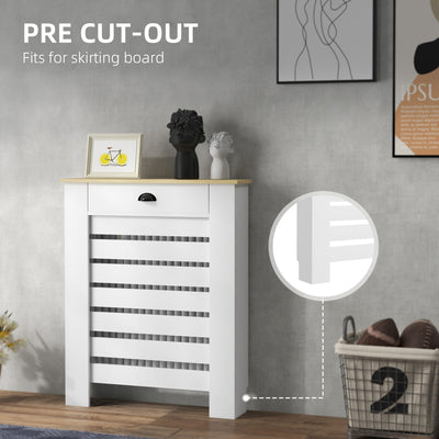 HOMCOM 95.5H x 78Wcm Radiator Cover, with Drawer - White 