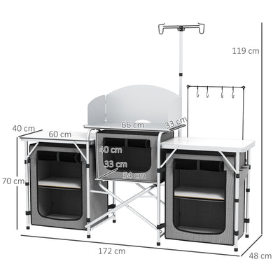 Outsunny Multi-Storage Portable Camping Kitchen, with Carry Bag 