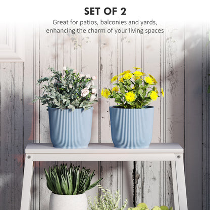 Outsunny Set of Two \'d0\'a422cm Planters - Blue