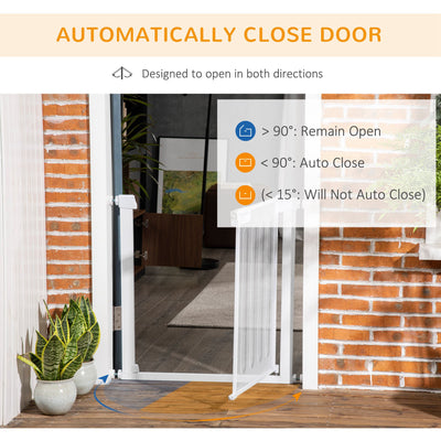 PawHut Pet Safety Gate, for Doorways, Staircases, Hallways, with 75-82cm Adjustable Width - White 
