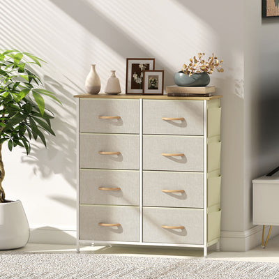 HOMCOM Chest of Eight Fabric Drawers - Beige 