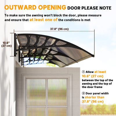 Outsunny Front Door Canopy, Outdoor Awning, Rain Shelter, 303 x 96cm , Brown 