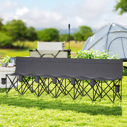 Outsunny 6 Seater Folding Camping Chair with Cup Holder & Carry Bag - Charcoal Grey 