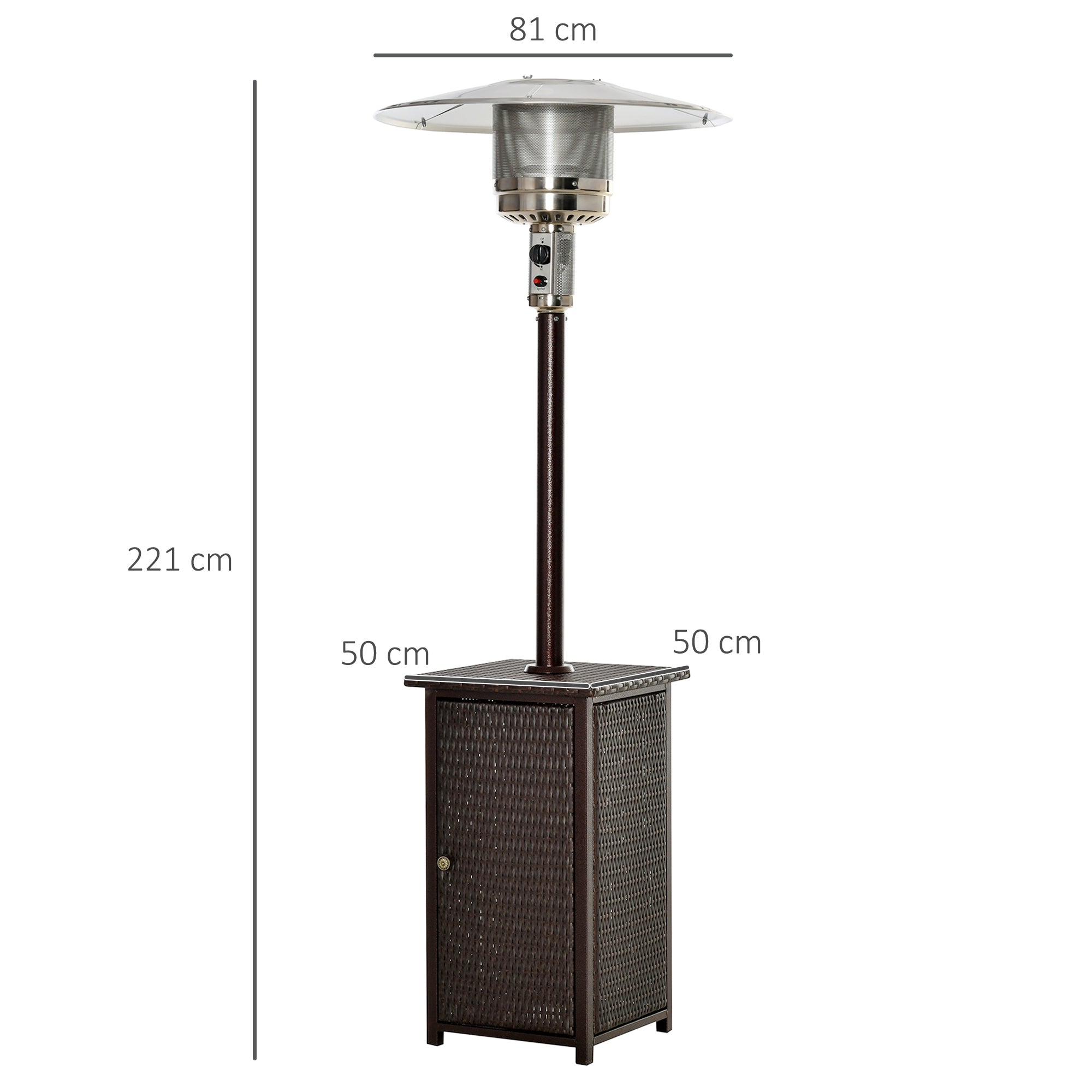 Outsunny 12KW Patio Gas Heater Freestanding Outdoor Garden Heating Rattan Furniture Wicker Table Top 