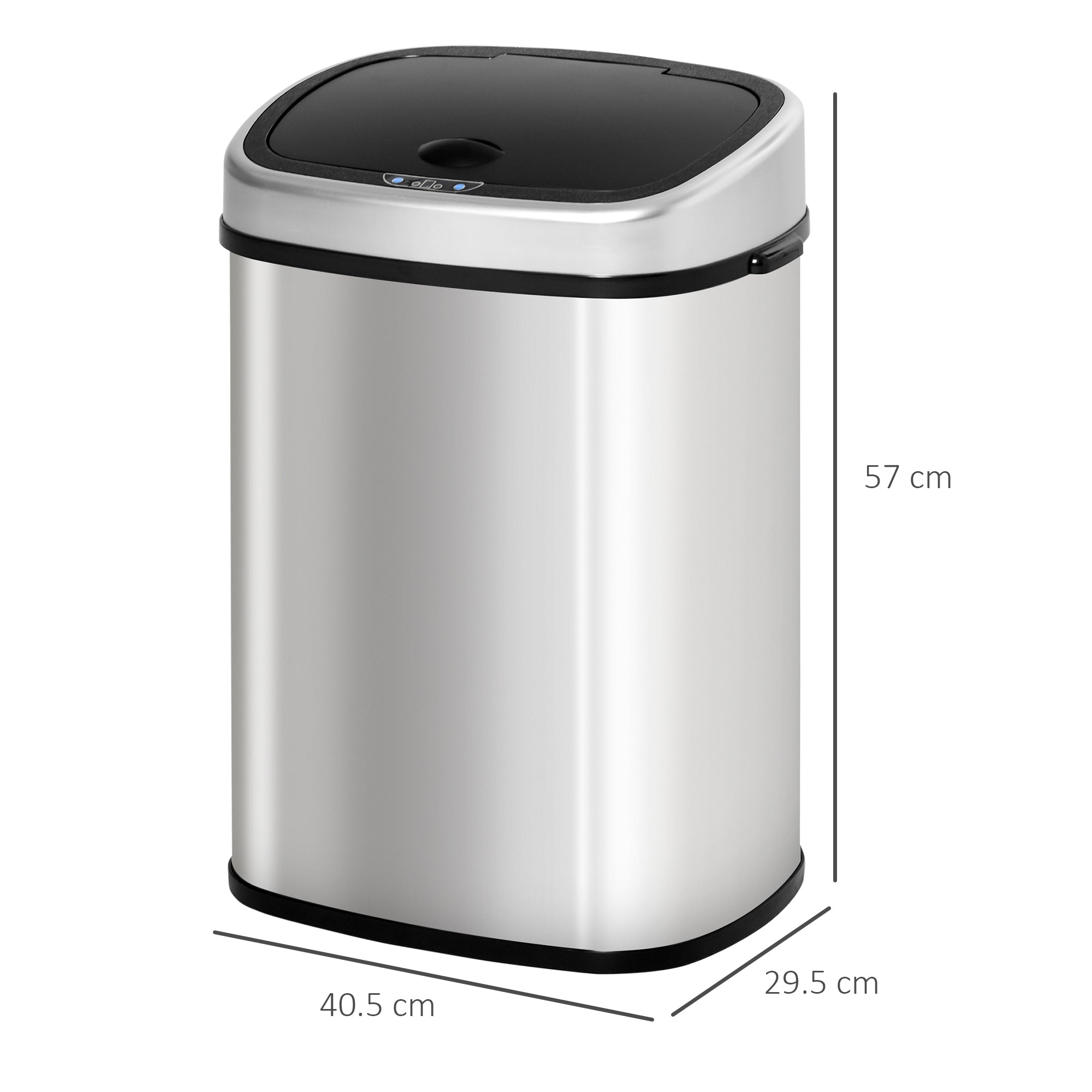 HOMCOM Stainless Steel Kitchen Sensor Dustbin Automatic Touchless Rubbish Garbage Waste Bin 48L Silver 