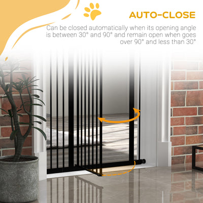 PawHut Pressure Fit Dog Stair Gate No Drilling Safety Gate Auto Close for Doorways, Hallways, 74-94cm Adjustable, 94cm Tall, Black 