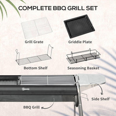 Outsunny Charcoal BBQ Grill - Black 