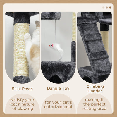 PawHut Cat Tree Scratching House, Activity Play Centre 