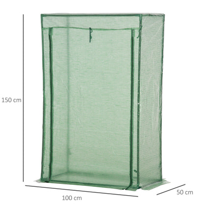 Outsunny Tomato Greenhouse with Roll-up Door, Mini Greenhouse with PE Cover, Outdoor Grow House Small Green House for Yard, Balcony, Garden, 100 x 50 x 150cm, Green 