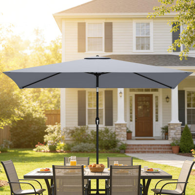Outsunny Garden Parasol, Parasol Umbrella with Crank Handle, Tilt Function, Polyester Canopy, Light Grey 