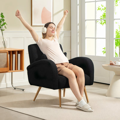 HOMCOM Teddy Fleece Accent Chair - Black 