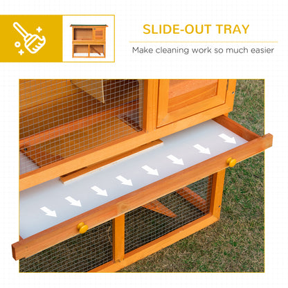 PawHut Rabbit Hutch Outdoor Guinea Pig Hutch Wooden Pet Cage Run 2-Tier with Opening Top, 90 x 45 x 80cm 