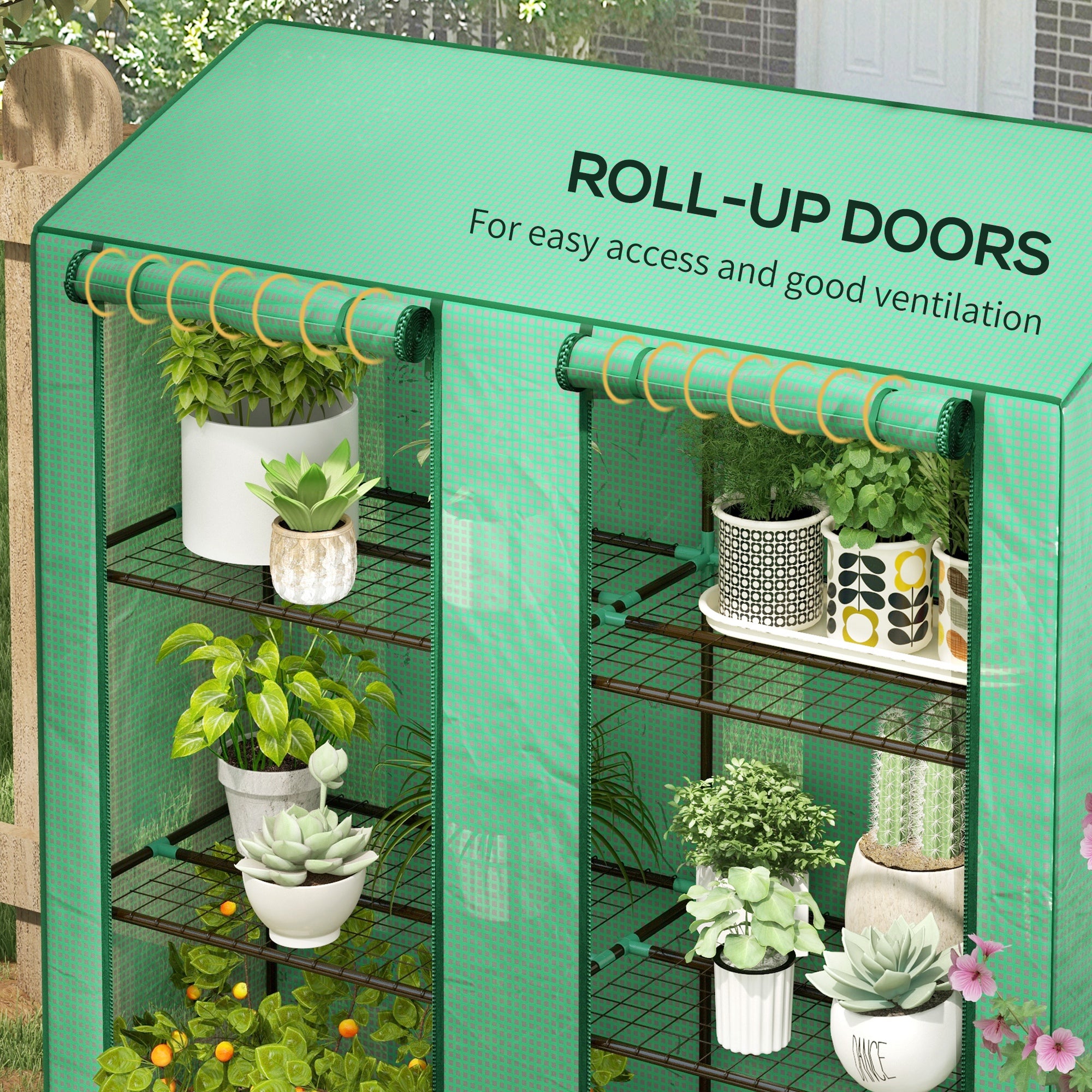Outsunny 46 x 143cm Three-Shelf Mini Greenhouse - Green 
