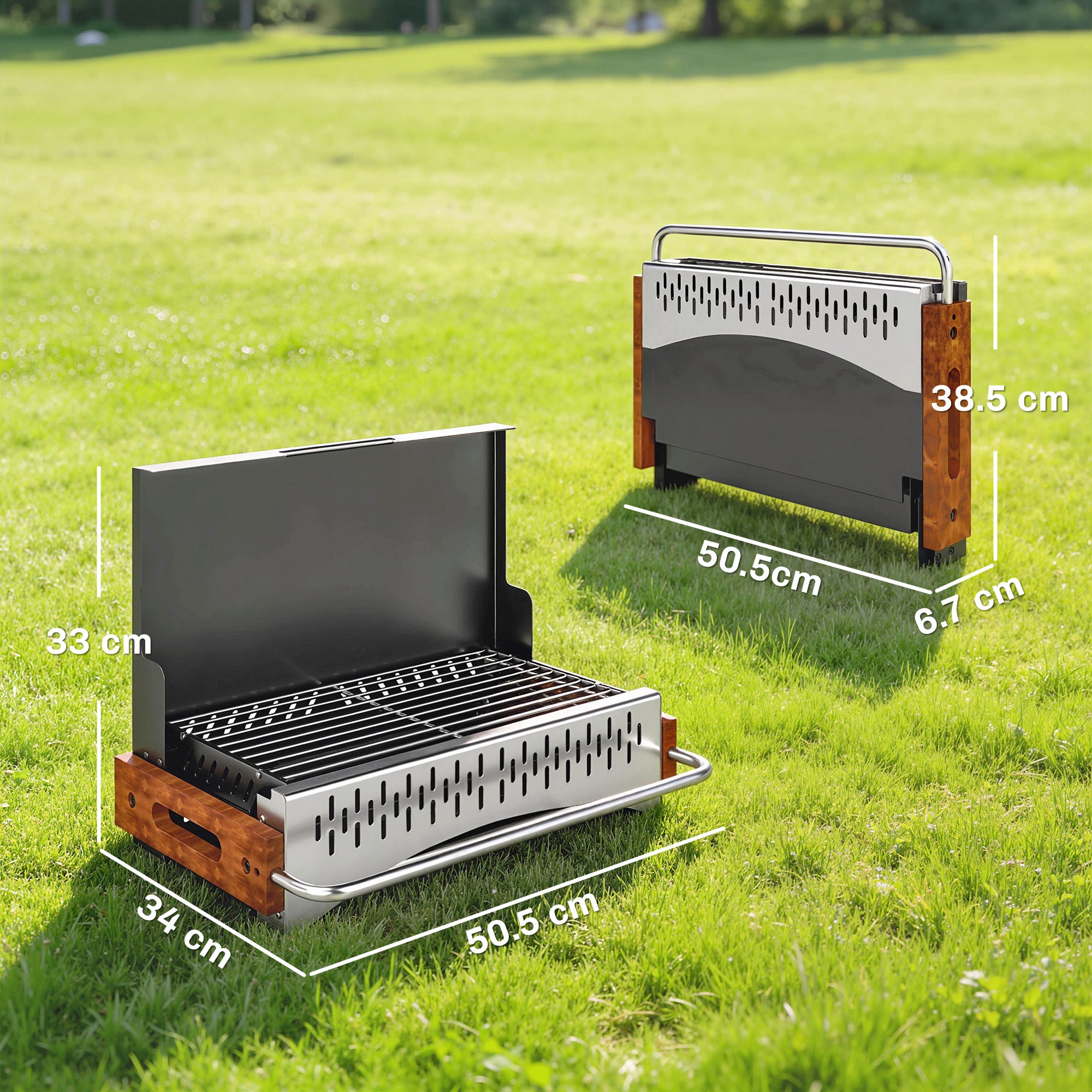 Outsunny Portable BBQ Grill, Folding Charcoal Barbecue Grill with Removable Charcoal Basin for Camping Picnic Garden Party, Black 