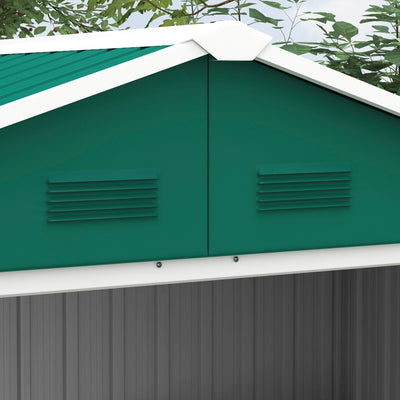 Outsunny 6.5ft x 3.5ft Metal Garden Storage Shed for Outdoor Tool Storage with Double Sliding Doors and 4 Vents, Green 