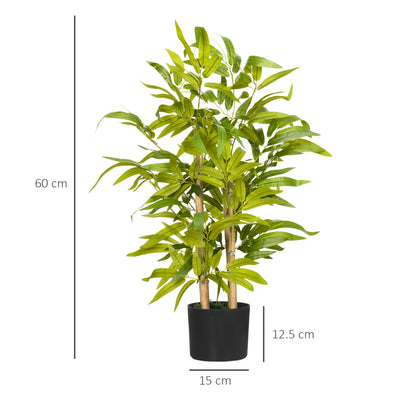 HOMCOM Artificial Plants Bamboo Tree in Pot Desk Fake Plants for Home Indoor Outdoor Decor, 15x15x60cm, Green 