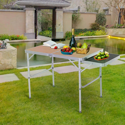 Outsunny 3ft Aluminium MDF-Top Folding Picnic Table Portable Camping Table 