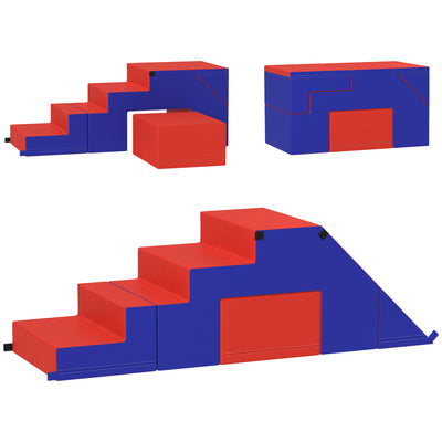 HOMCOM 2-piece Soft Play Set, Baby Foam Climber Block for Toddler 1-3 Years, Dark Blue 