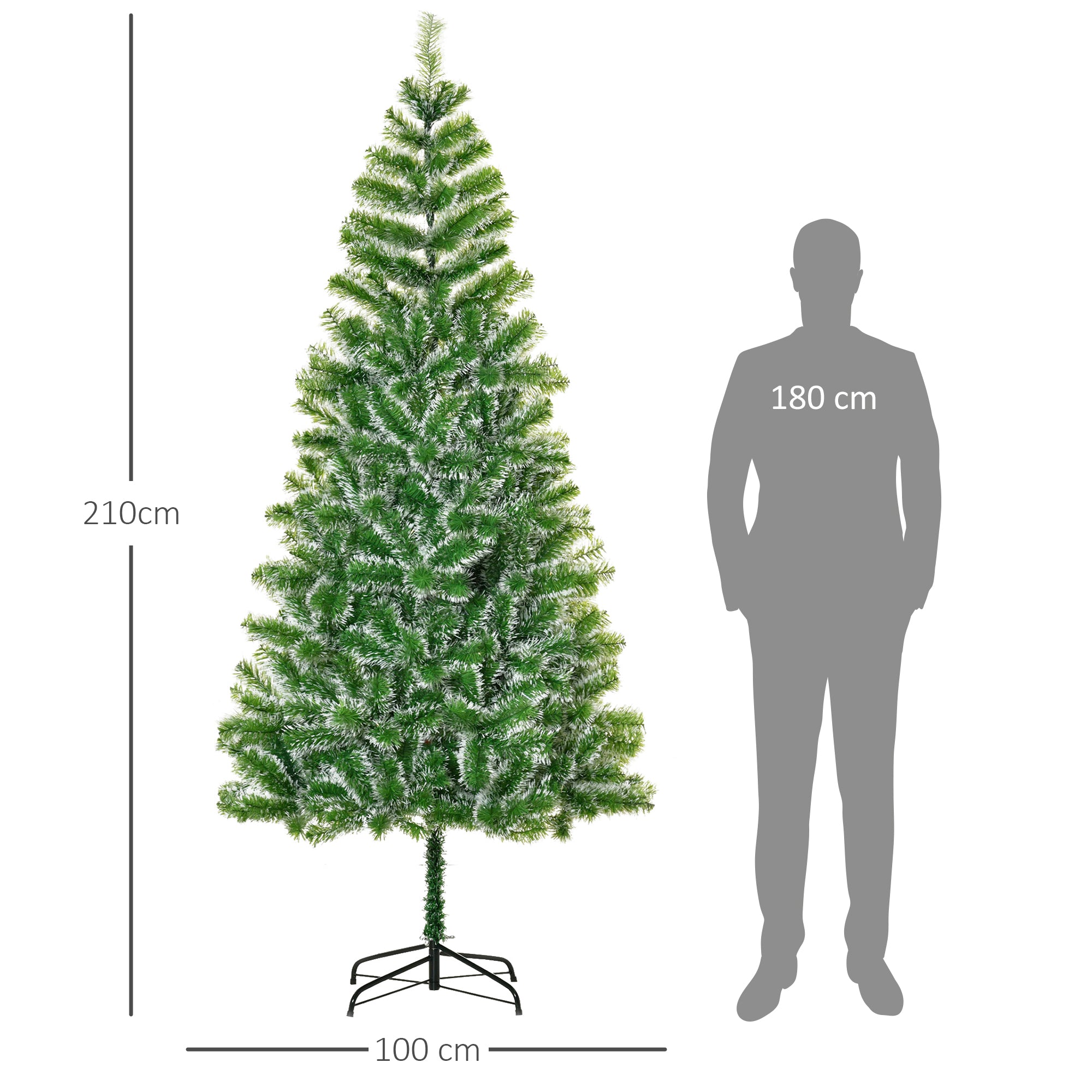 HOMCOM 7FT Indoor Christmas Tree Artificial Decoration Xmas Gift with Metal Stand Branch Tips 