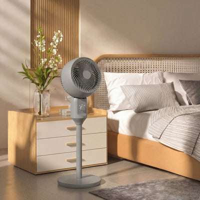 HOMCOM Air Circulator Fan Pedestal Cooling Fan with 3 Speed and Carry Handle, 9 Inch, Grey 