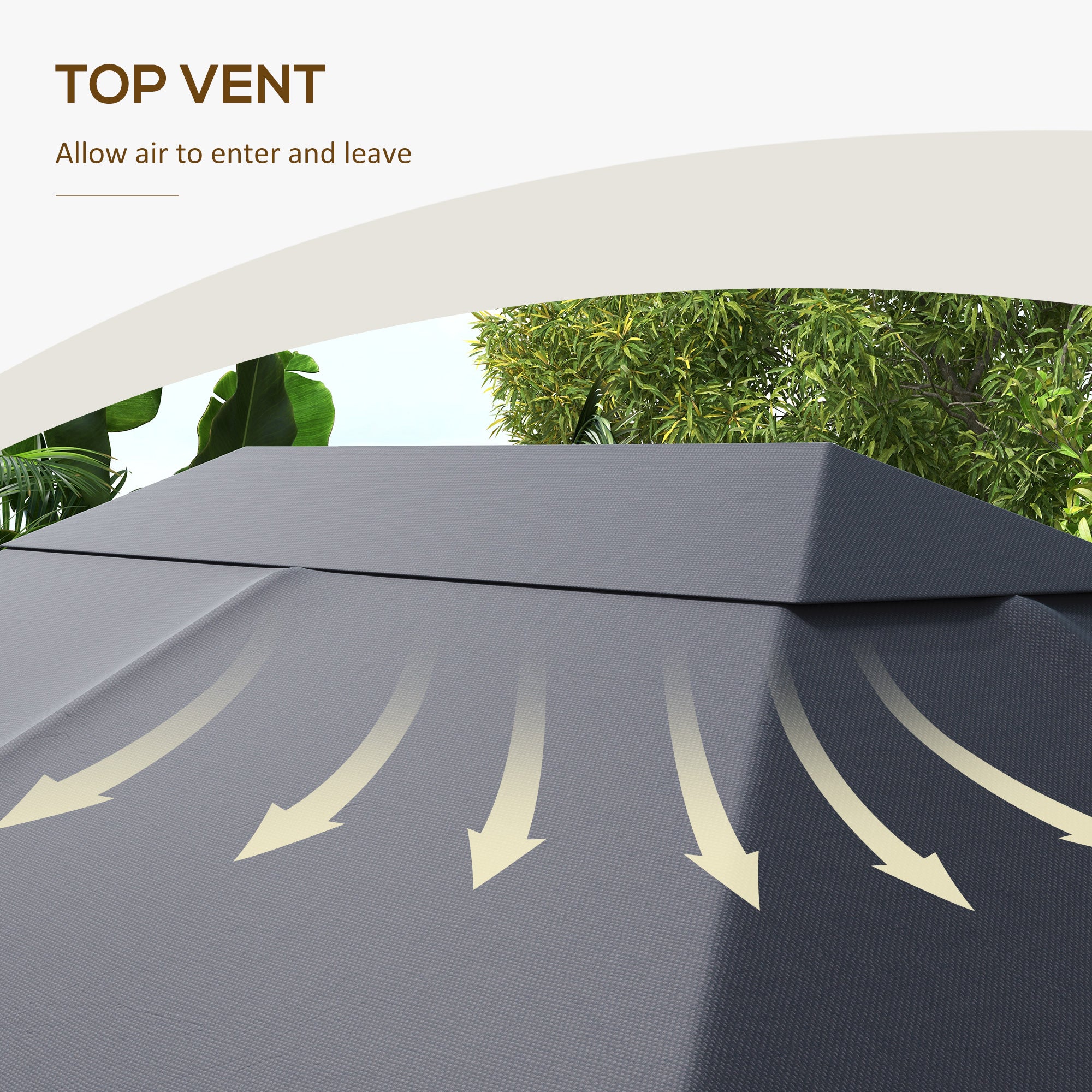 Outsunny 3 x 4m Gazebo Canopy Replacement Cover, Gazebo Roof Replacement (TOP COVER ONLY), Dark Grey 